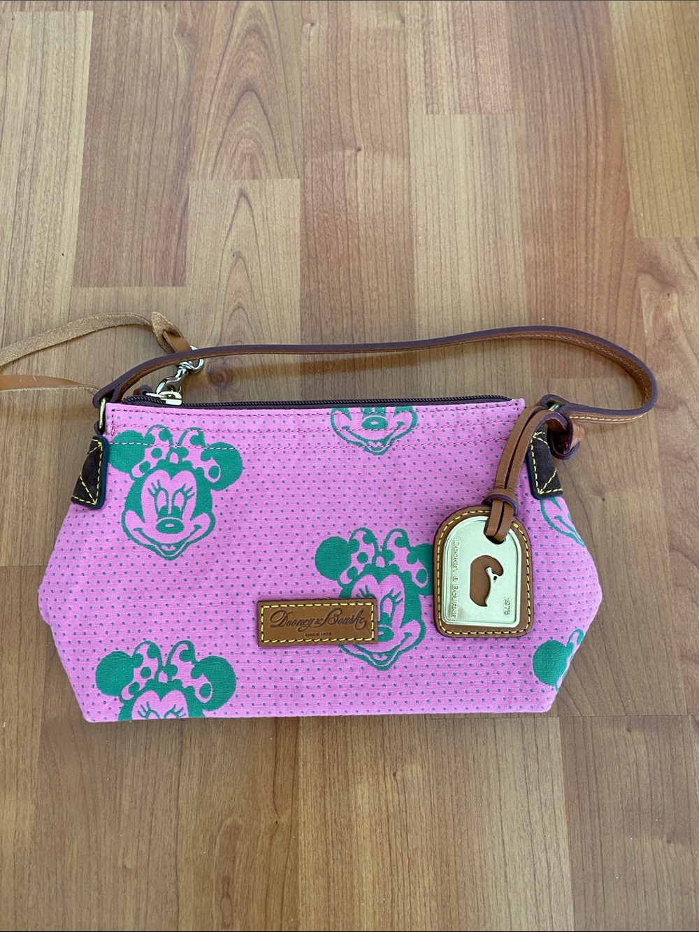 Dooney & Bourke Pink Wristlet with Green Character Print